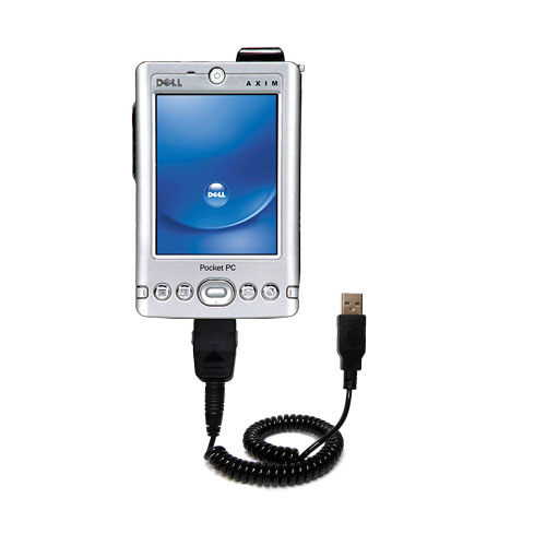 Coiled USB Cable compatible with the Dell Axim x3i