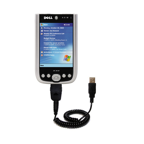 Coiled USB Cable compatible with the Dell Axim X50 X50v