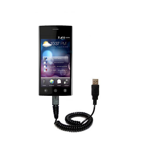 Coiled Power Hot Sync USB Cable suitable for the Dell Thunder with both data and charge features - Uses Gomadic TipExchange Technology