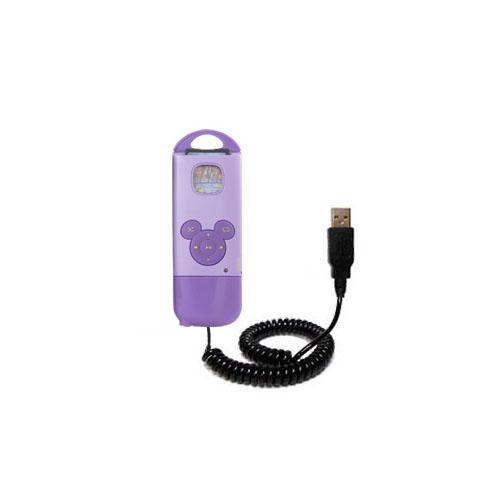 Coiled Power Hot Sync USB Cable suitable for the Disney Mix Stick with both data and charge features - Uses Gomadic TipExchange Technology
