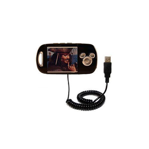 Coiled USB Cable compatible with the Disney Pirates of the Caribbean Mix Stick MP3 Player DS17033