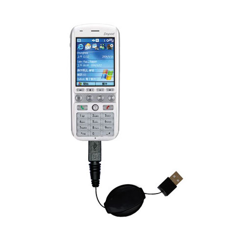 Retractable USB Power Port Ready charger cable designed for the Dopod 585 and uses TipExchange