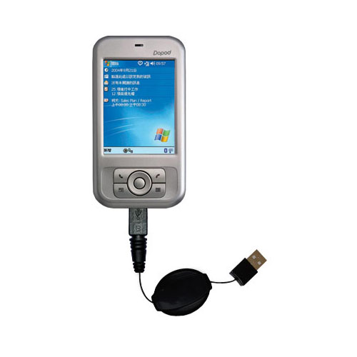 Retractable USB Power Port Ready charger cable designed for the Dopod 828 and uses TipExchange