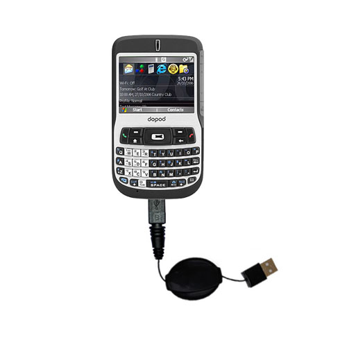 Retractable USB Power Port Ready charger cable designed for the Dopod C720W and uses TipExchange