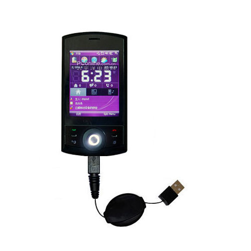 Retractable USB Power Port Ready charger cable designed for the Dopod P860 and uses TipExchange