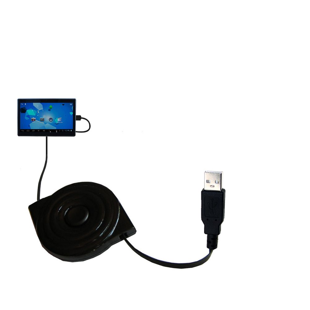 Retractable USB Power Port Ready charger cable designed for the Double Power DOPO Tablet TD-1010 and uses TipExchange
