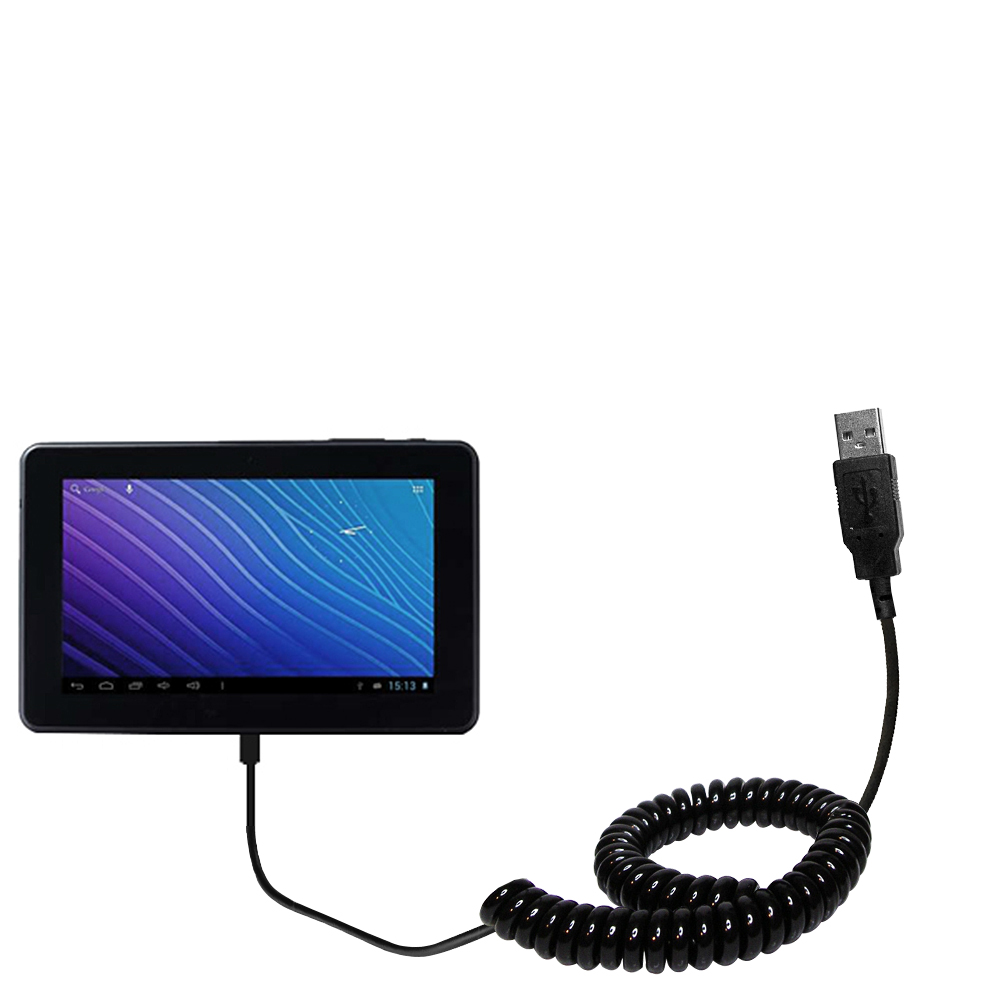 Coiled USB Cable compatible with the Double Power M7088 7 inch tablet