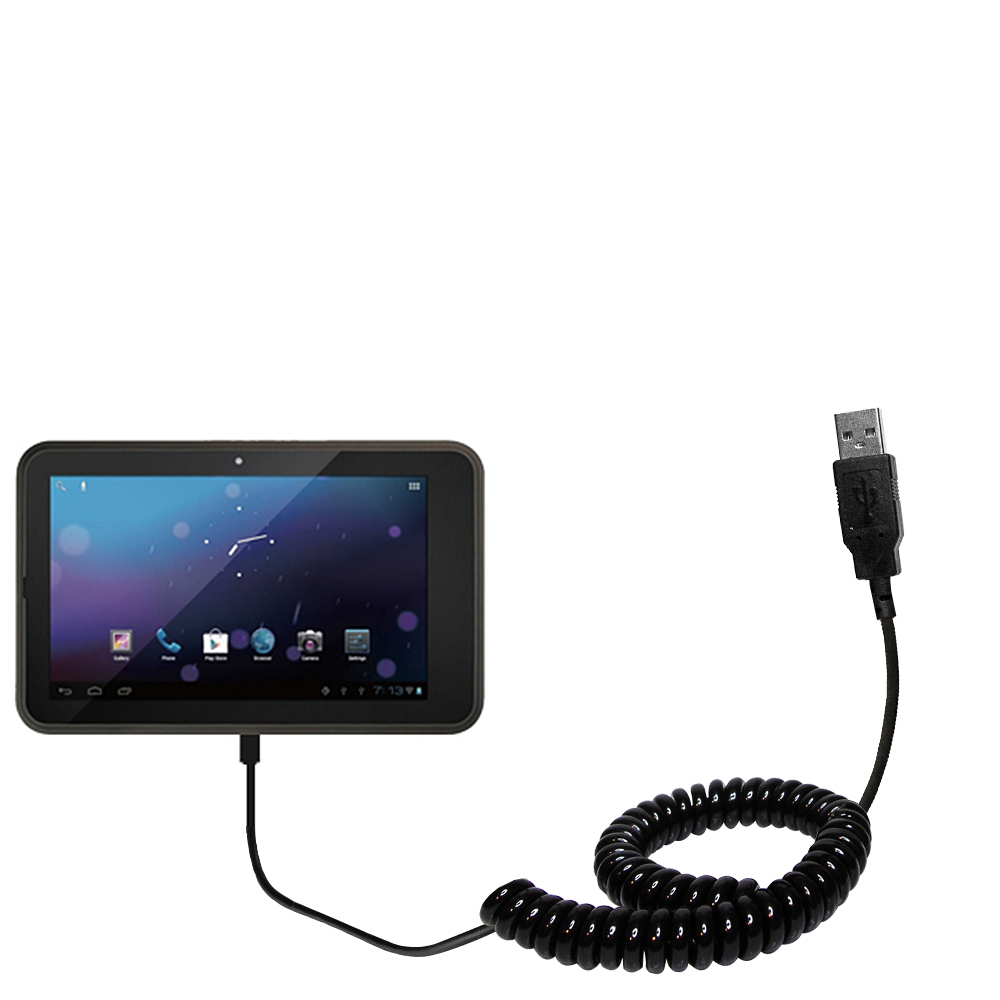 Coiled USB Cable compatible with the Double Power M975 9 inch tablet