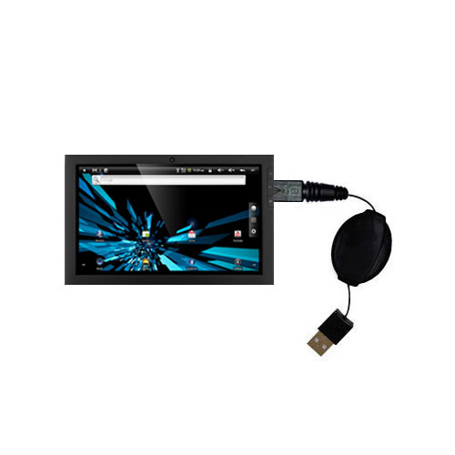 Retractable USB Power Port Ready charger cable designed for the Elonex 1040ET eTouch Blade Wi-Fi  and uses TipExchange