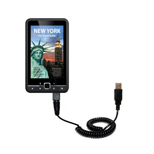Coiled USB Cable compatible with the Elonex 500EB Colour eBook Reader