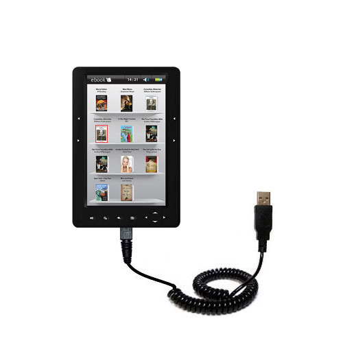 Coiled USB Cable compatible with the Elonex 705EB Colour eBook Reader