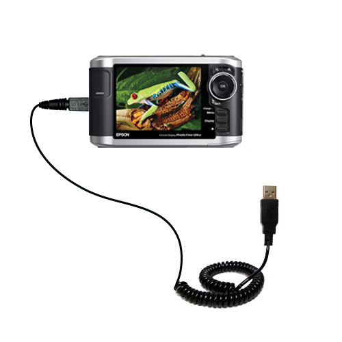 Coiled USB Cable compatible with the Epson P-3000 Multimedia Photo Viewer