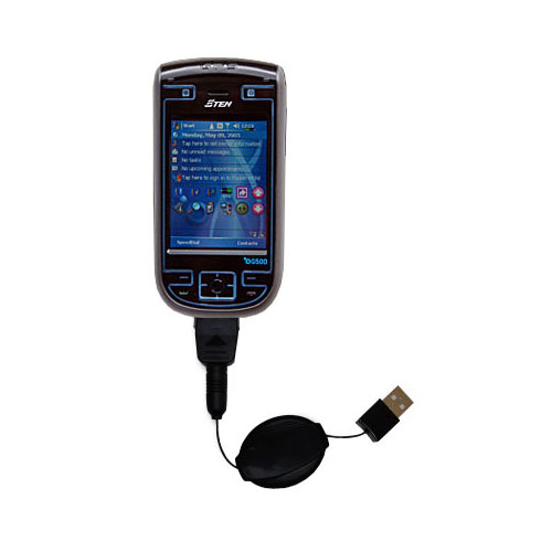 Retractable USB Power Port Ready charger cable designed for the ETEN G500 and uses TipExchange