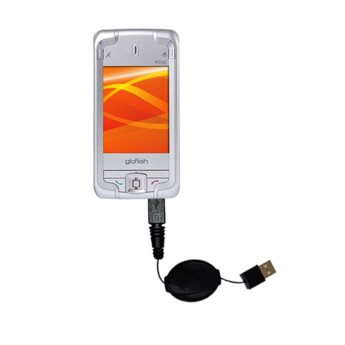 USB Power Port Ready retractable USB charge USB cable wired specifically for the Eten Glofiish M700 and uses TipExchange