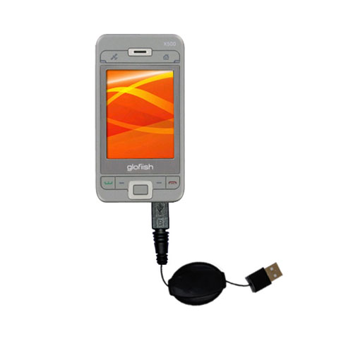 Retractable USB Power Port Ready charger cable designed for the Eten Glofiish X500 and uses TipExchange