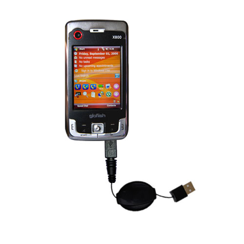 Retractable USB Power Port Ready charger cable designed for the Eten Glofiish X800 and uses TipExchange
