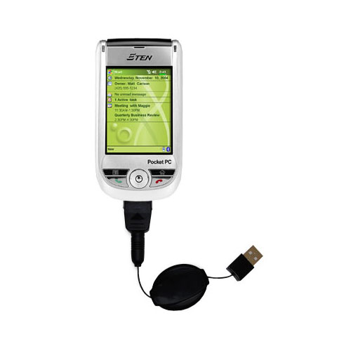 Retractable USB Power Port Ready charger cable designed for the ETEN M500 and uses TipExchange