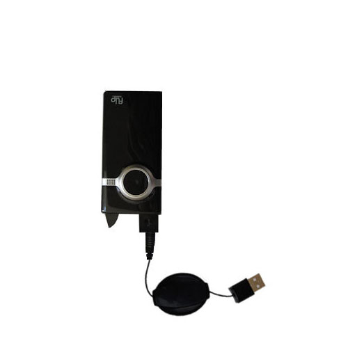 Retractable USB Power Port Ready charger cable designed for the Pure Digital Flip Video Mino and uses TipExchange