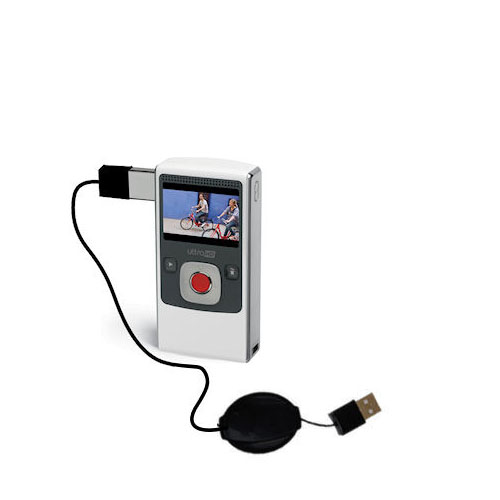 Retractable USB Power Port Ready charger cable designed for the Pure Digital Flip Video Ultra 2nd Gen and uses TipExchange