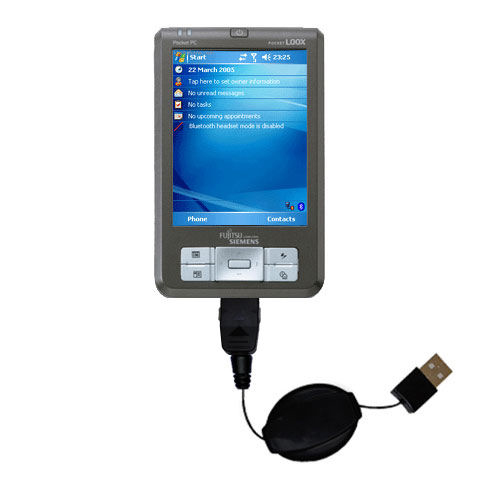 USB Power Port Ready retractable USB charge USB cable wired specifically for the Fujitsu Loox 400 and uses TipExchange