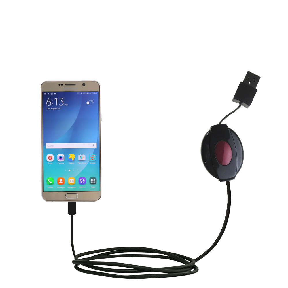 Retractable USB Power Port Ready charger cable designed for the Galaxy Note 7 Note 7 and uses TipExchange