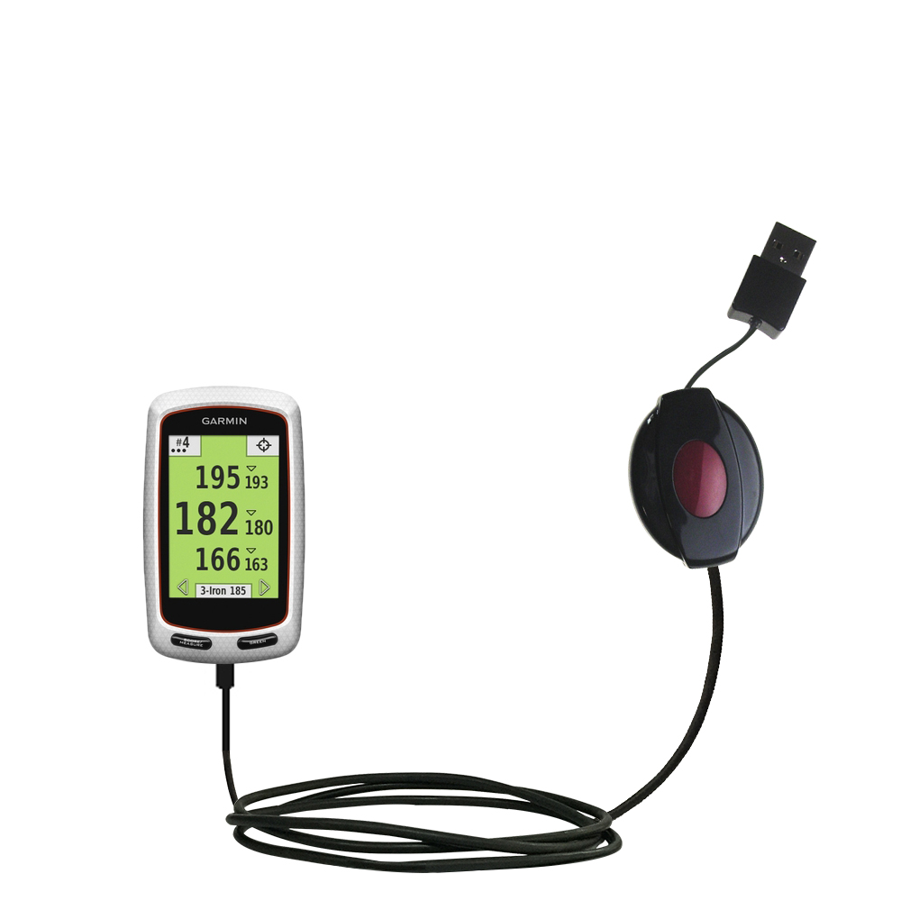 Retractable USB Power Port Ready charger cable designed for the Garmin Approach G7 and uses TipExchange
