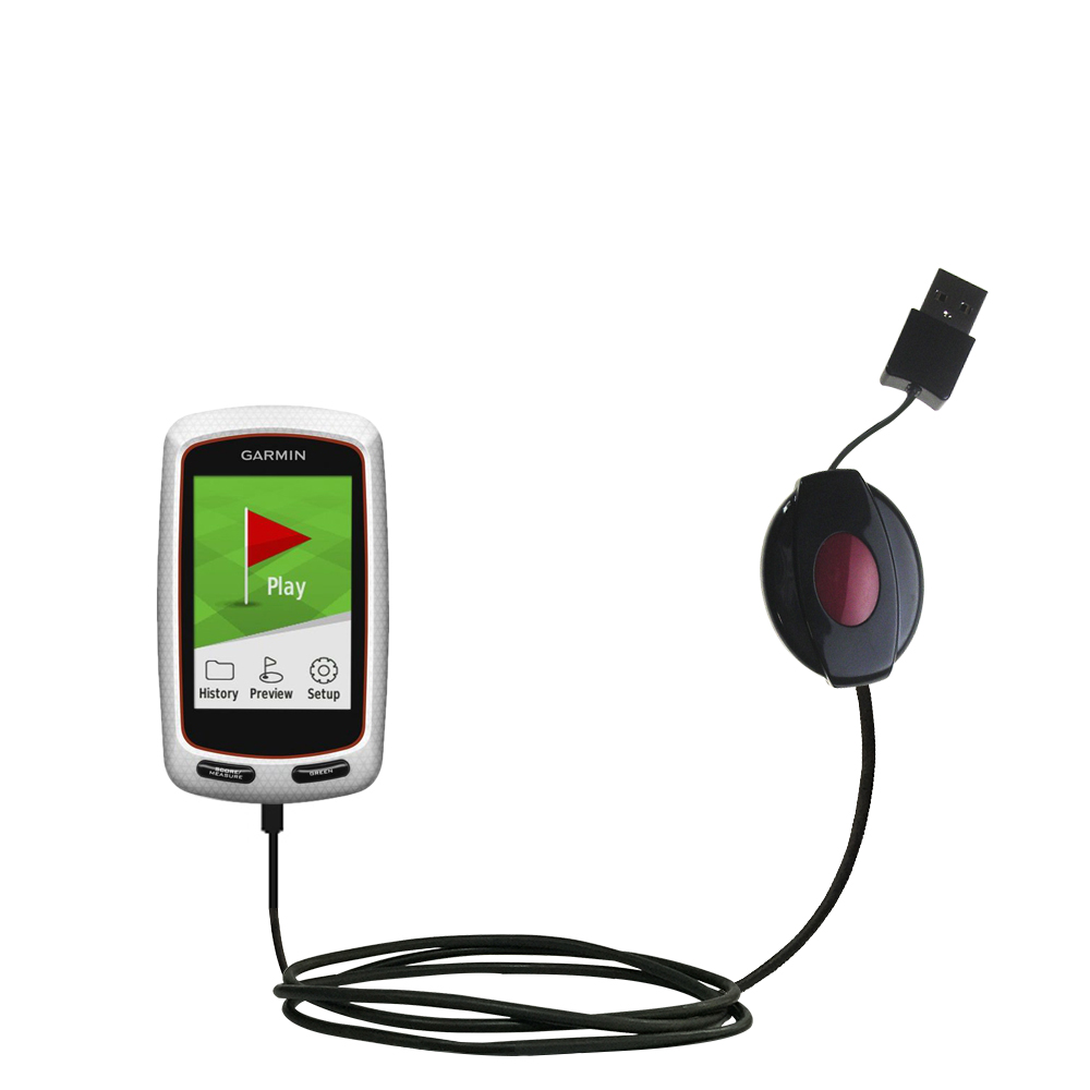 Retractable USB Power Port Ready charger cable designed for the Garmin Approach G8 and uses TipExchange
