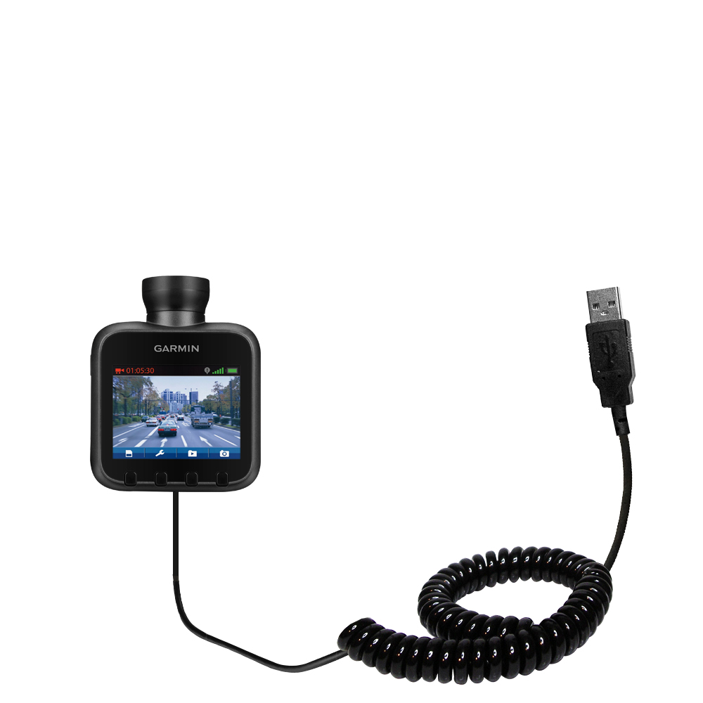 Coiled USB Cable compatible with the Garmin Dash Cam 10 / 20