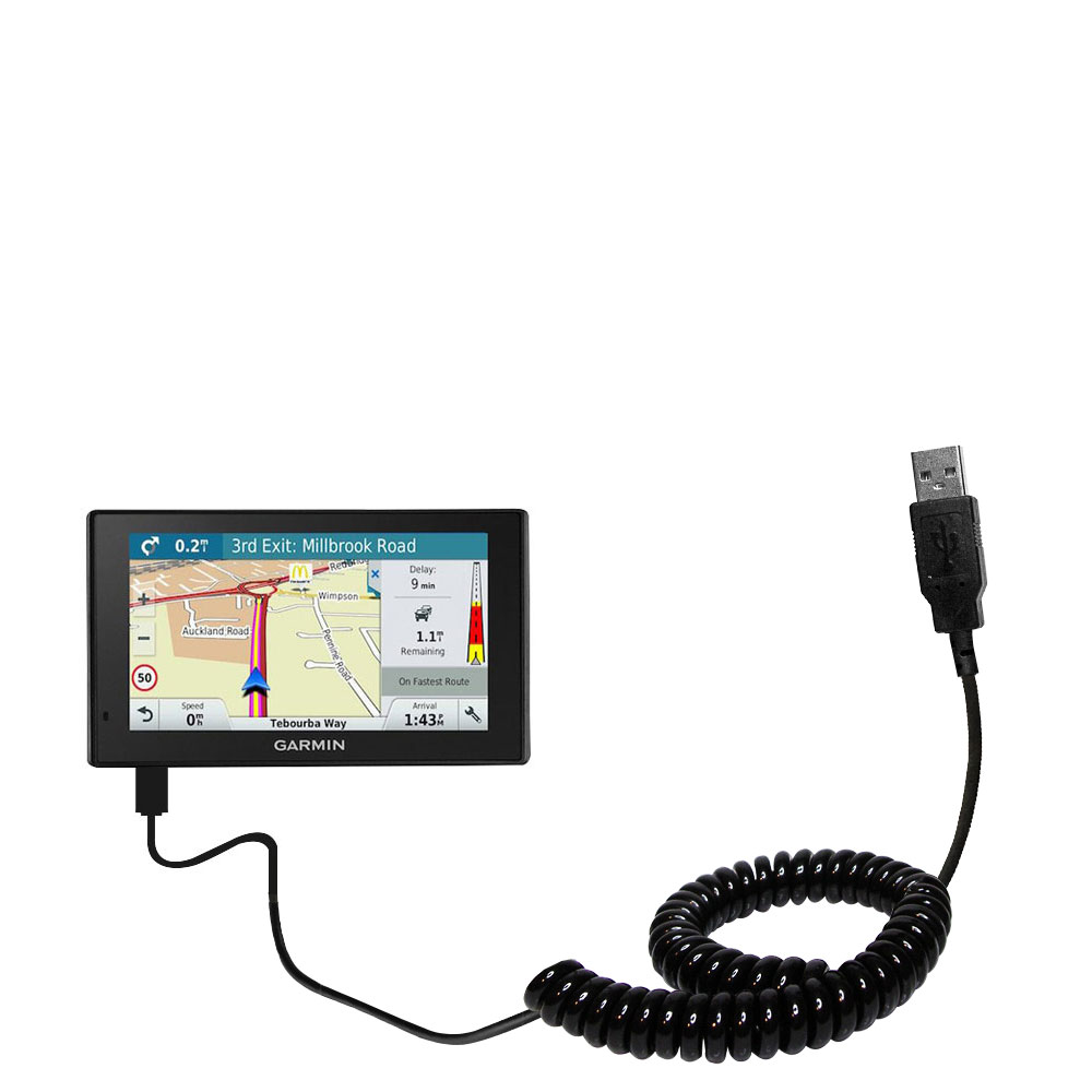 Coiled USB Cable compatible with the Garmin DriveAssist 51-LMT