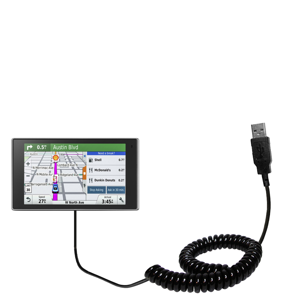 Coiled USB Cable compatible with the Garmin DriveLuxe 50LMTHD