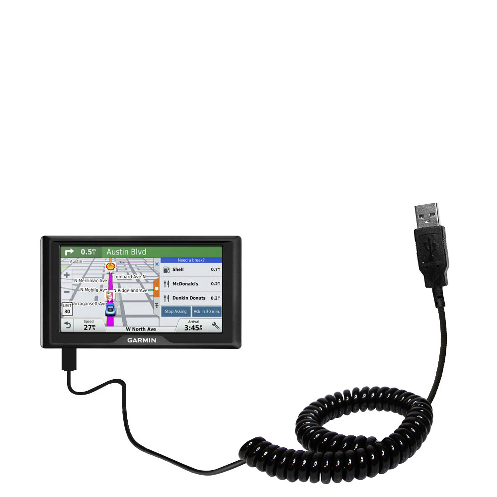 Coiled USB Cable compatible with the Garmin DriveSmart 51 / 61