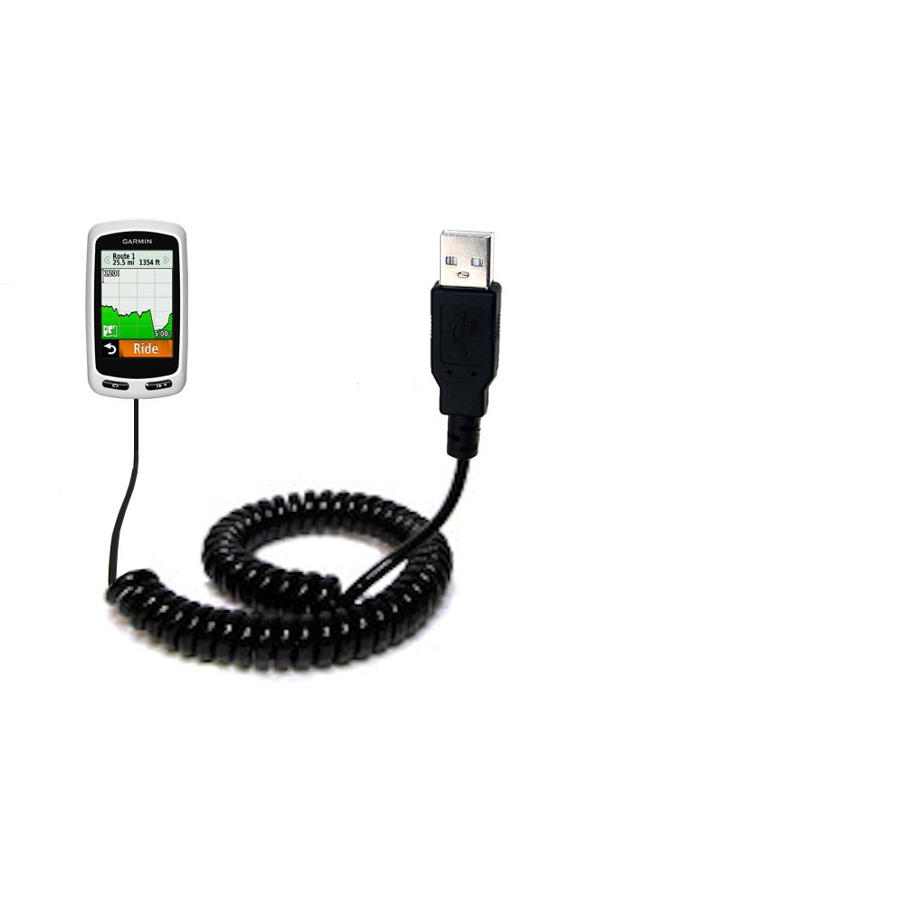 Coiled USB Cable compatible with the Garmin Edge 1000