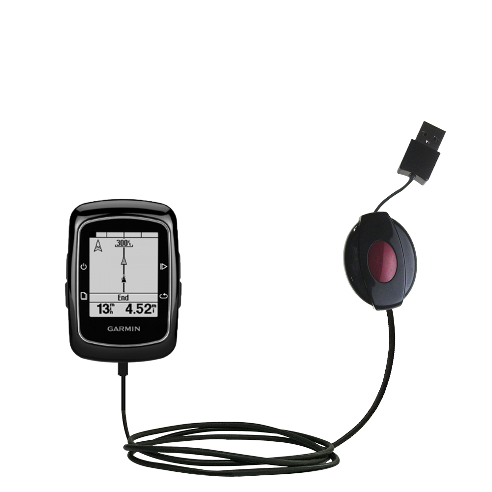 Retractable USB Power Port Ready charger cable designed for the Garmin EDGE 200 and uses TipExchange