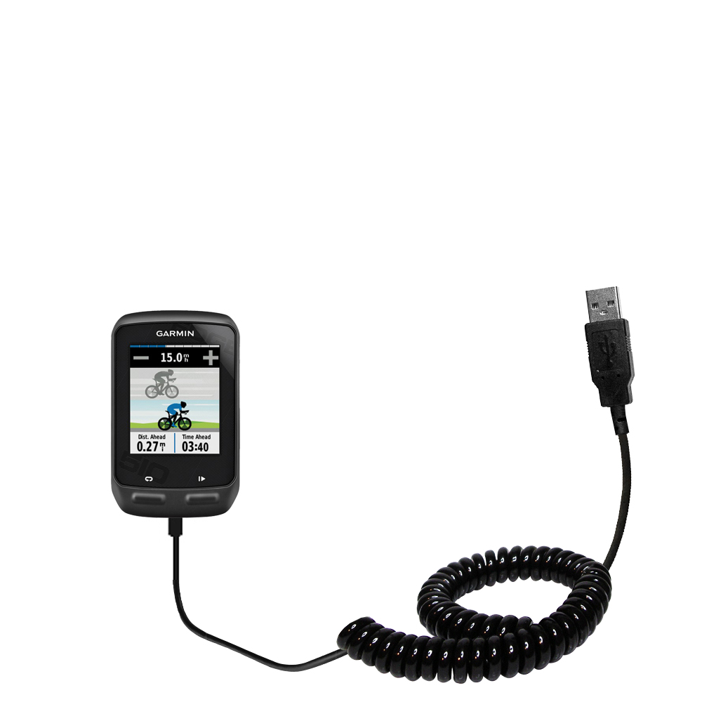 Coiled USB Cable compatible with the Garmin EDGE 510