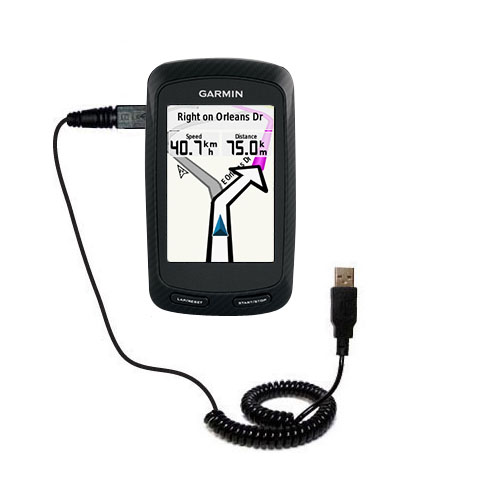 Coiled Power Hot Sync USB Cable suitable for the Garmin Edge 800 with both data and charge features - Uses Gomadic TipExchange Technology