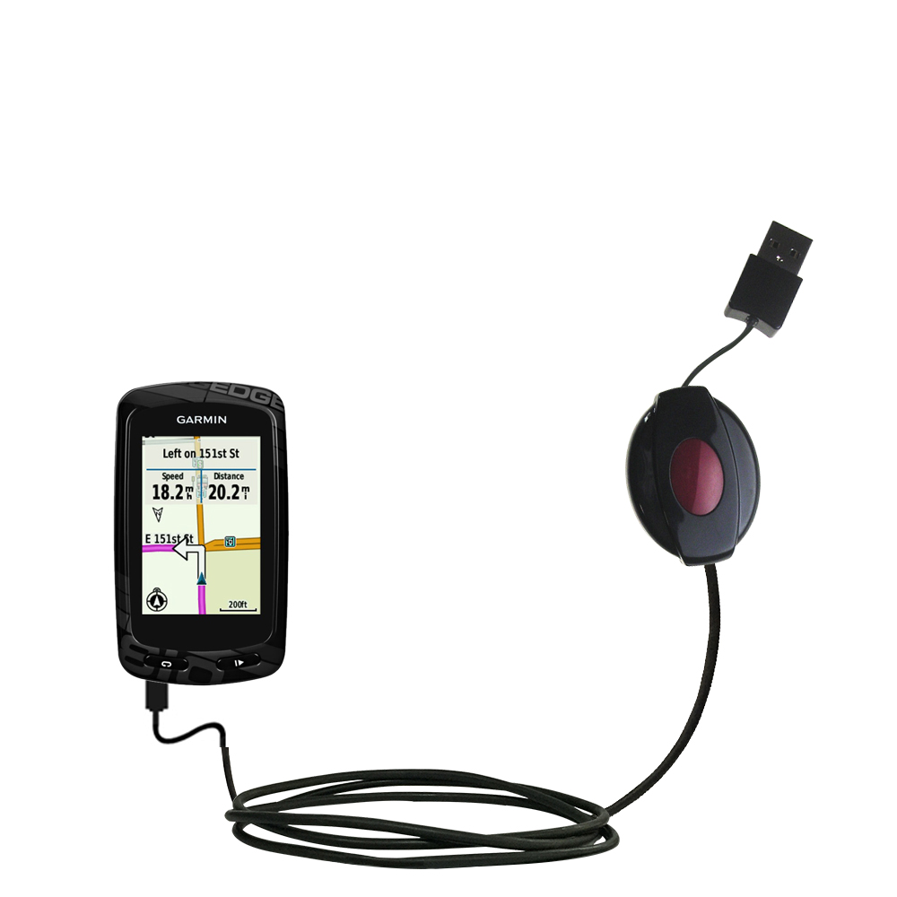 USB Power Port Ready retractable USB charge USB cable wired specifically for the Garmin EDGE 810 and uses TipExchange