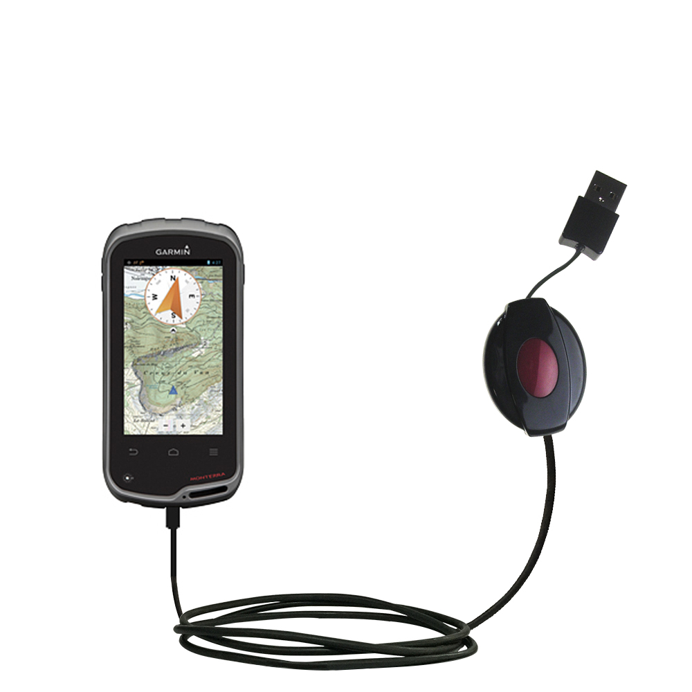 Retractable USB Power Port Ready charger cable designed for the Garmin Monterra and uses TipExchange
