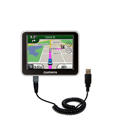 Coiled USB Cable compatible with the Garmin Nuvi 2240
