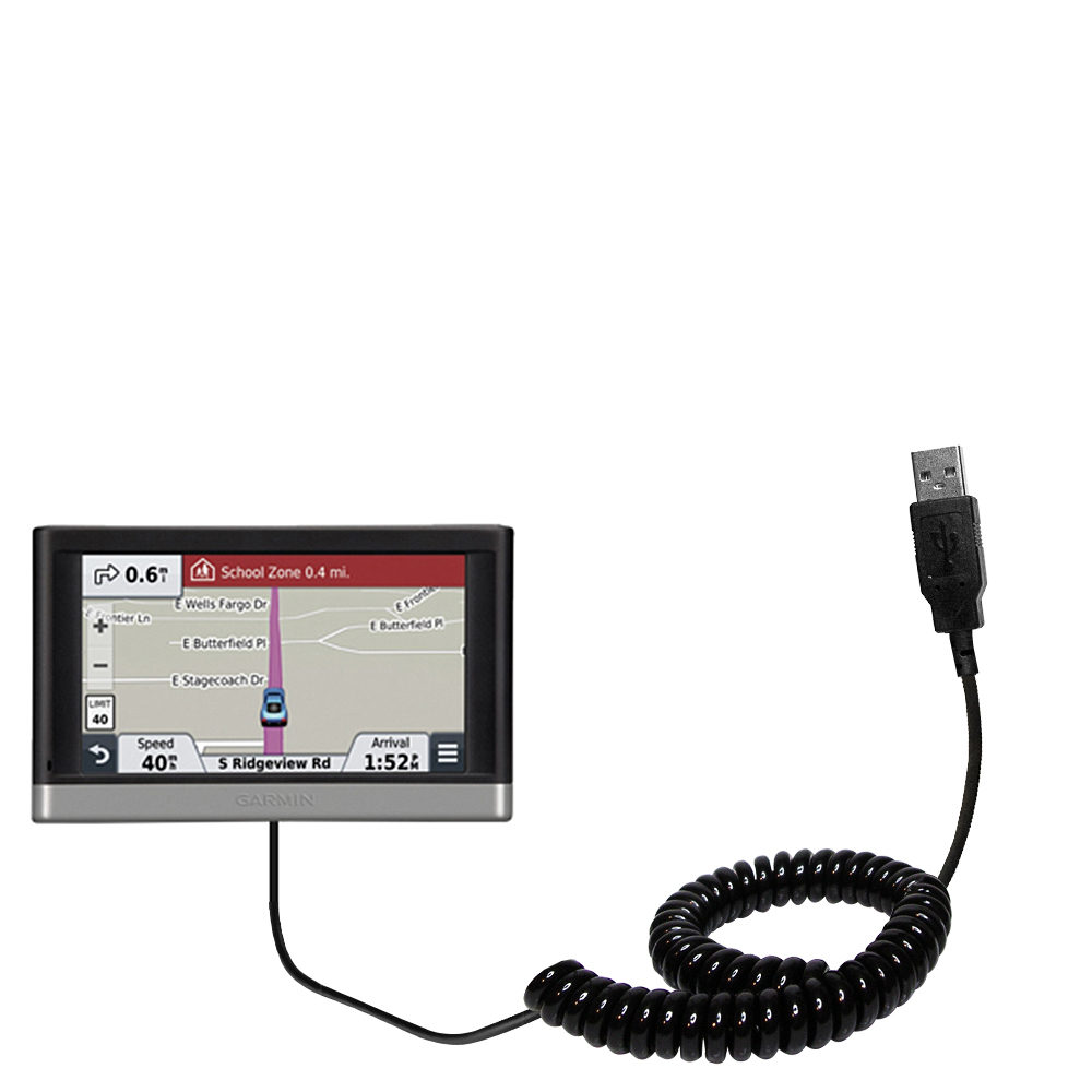 Coiled USB Cable compatible with the Garmin nuvi 2457 / 2497 LMT