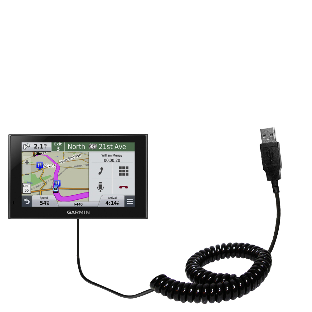 Coiled USB Cable compatible with the Garmin nuvi 2539 / 2559 LMT