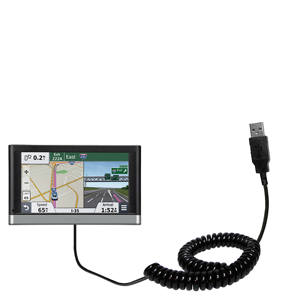 Coiled USB Cable compatible with the Garmin nuvi 2557 / 2577 / 2597 LMT