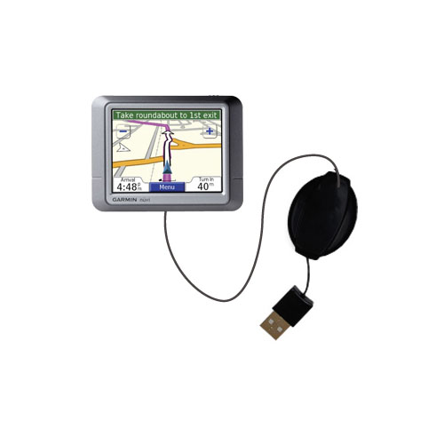 Retractable USB Power Port Ready charger cable designed for the Garmin Nuvi 260 and uses TipExchange
