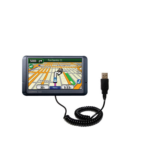 Coiled USB Cable compatible with the Garmin Nuvi 265WT 265T