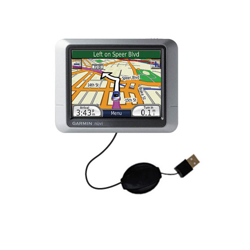 Retractable USB Power Port Ready charger cable designed for the Garmin Nuvi 270 and uses TipExchange