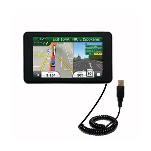 Coiled USB Cable compatible with the Garmin Nuvi 3490
