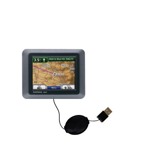 Retractable USB Power Port Ready charger cable designed for the Garmin Nuvi 500 and uses TipExchange