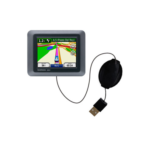 Retractable USB Power Port Ready charger cable designed for the Garmin nuvi 510 and uses TipExchange