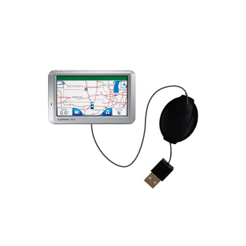 Retractable USB Power Port Ready charger cable designed for the Garmin Nuvi 750 and uses TipExchange