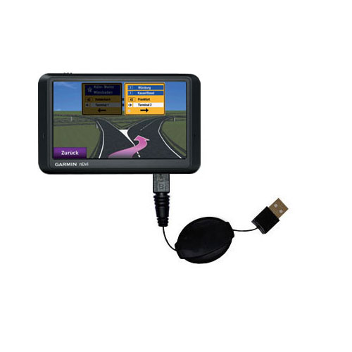 Retractable USB Power Port Ready charger cable designed for the Garmin Nuvi 765TFM and uses TipExchange