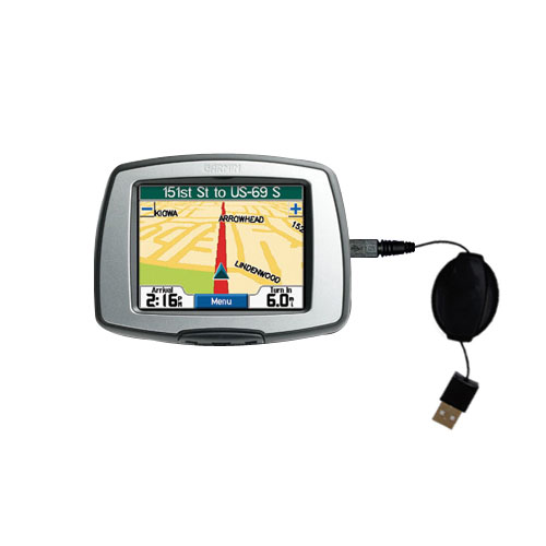 Retractable USB Power Port Ready charger cable designed for the Garmin StreetPilot C330 and uses TipExchange